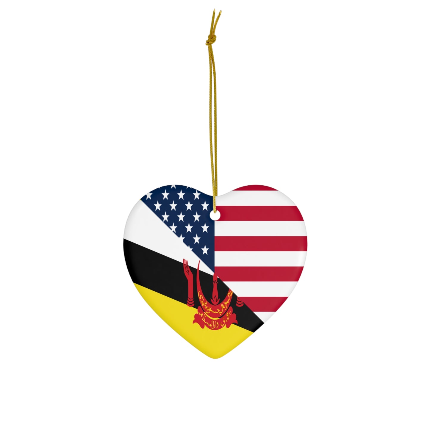 Brunei American Flag Half Bruneian USA Ceramic Ornament | Christmas Tree Ornaments