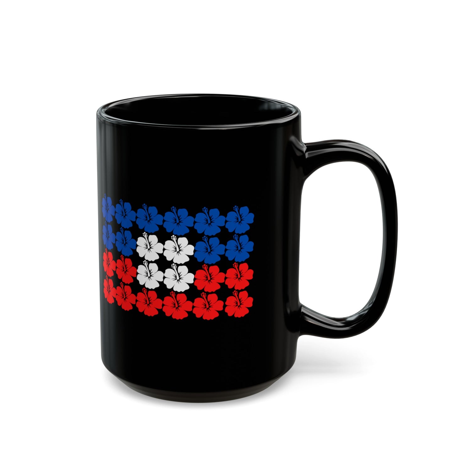 Hibiscus Haitian Flag Haiti Black Mug (11oz, 15oz)