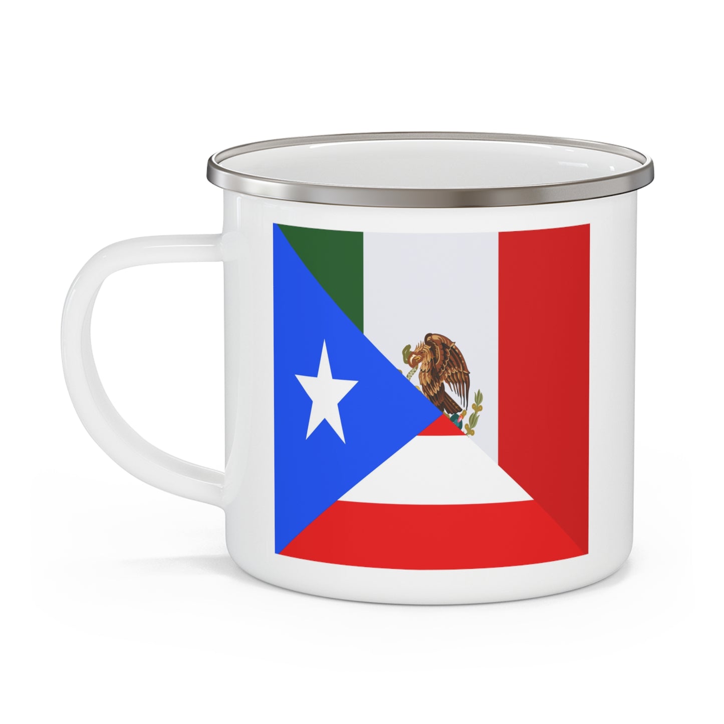 Puerto Rican Mexican Flag Half Mexico Puerto Rico 12oz Enamel Mug