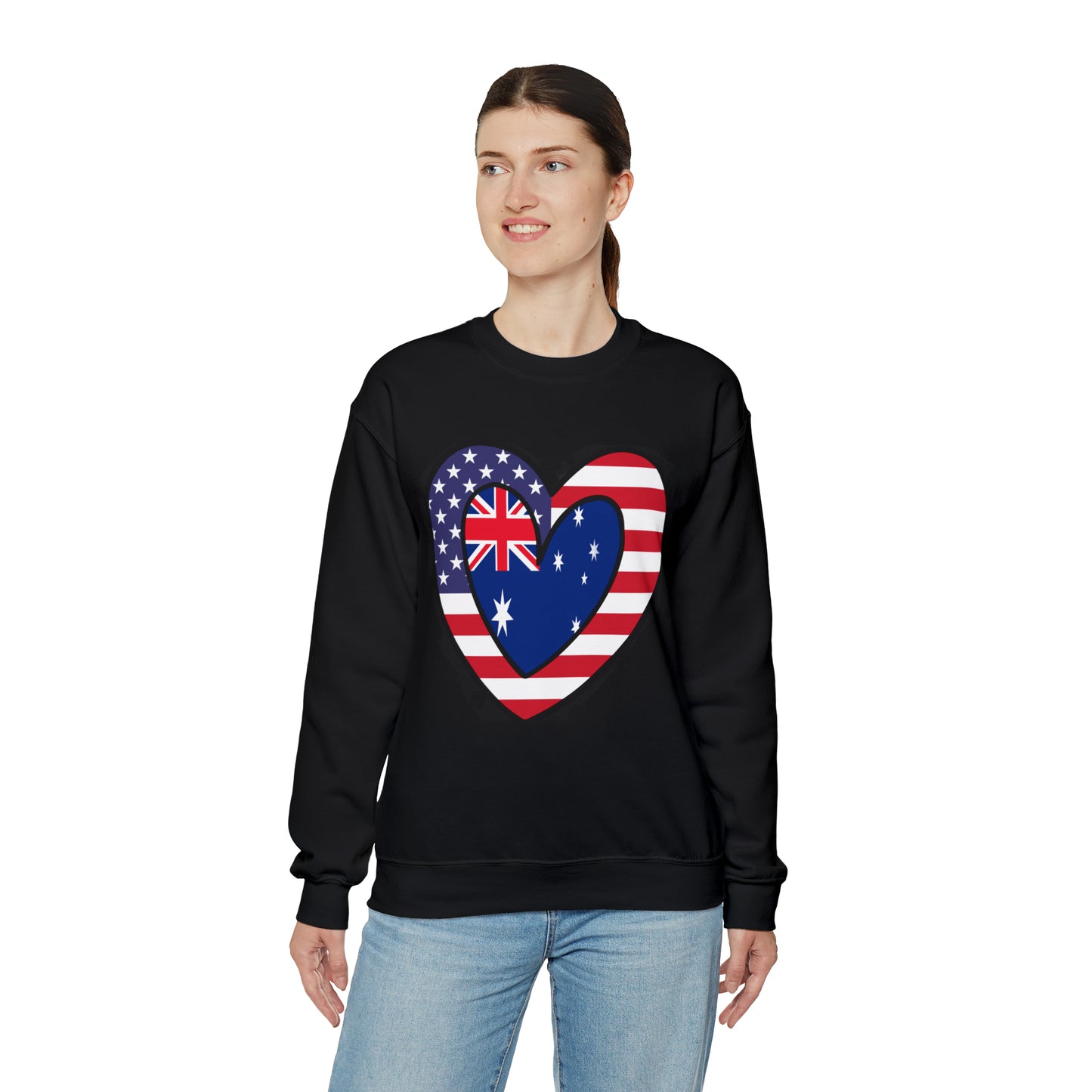 Australian American Heart Valentines Day Gift Half Australia USA Flag Unisex Sweatshirt