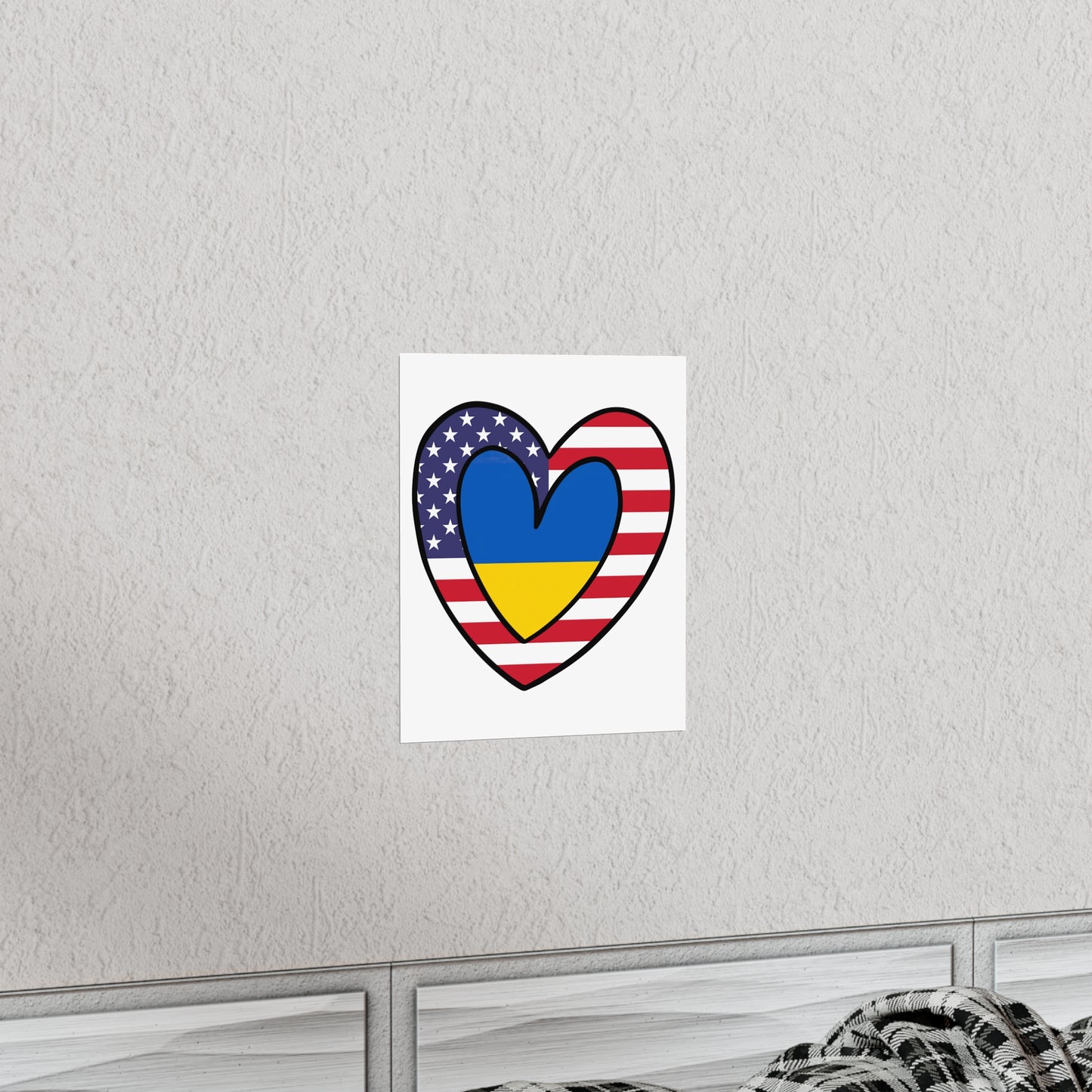 American Ukrainian Flag Inner Heart USA Ukraine  Premium Matte Poster