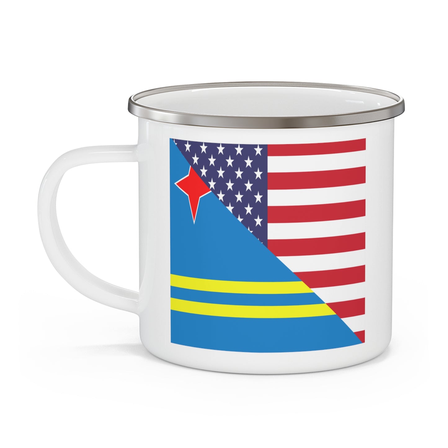 Aruba American Flag Aruban USA 12oz Enamel Mug