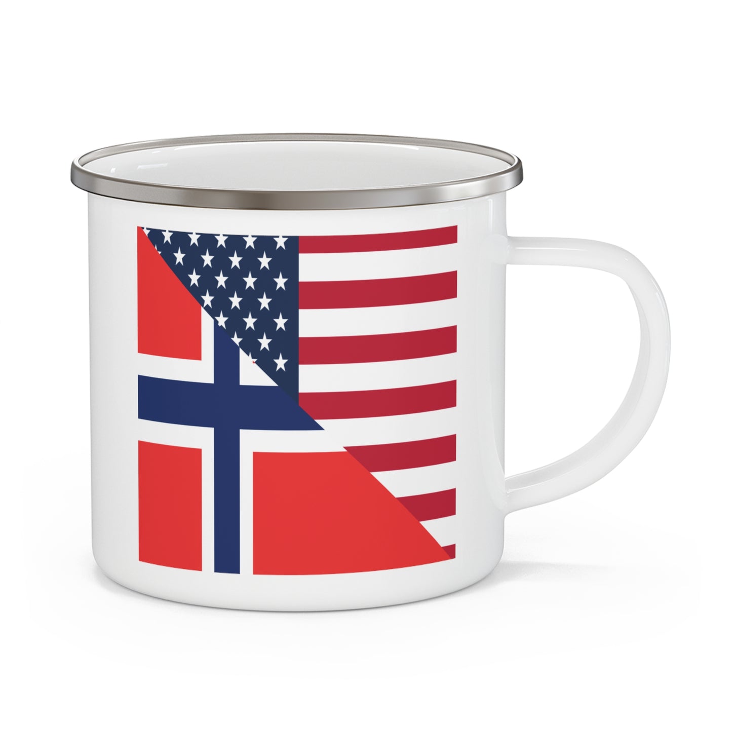 Norwegian American Flag Norway USA 12oz Enamel Mug