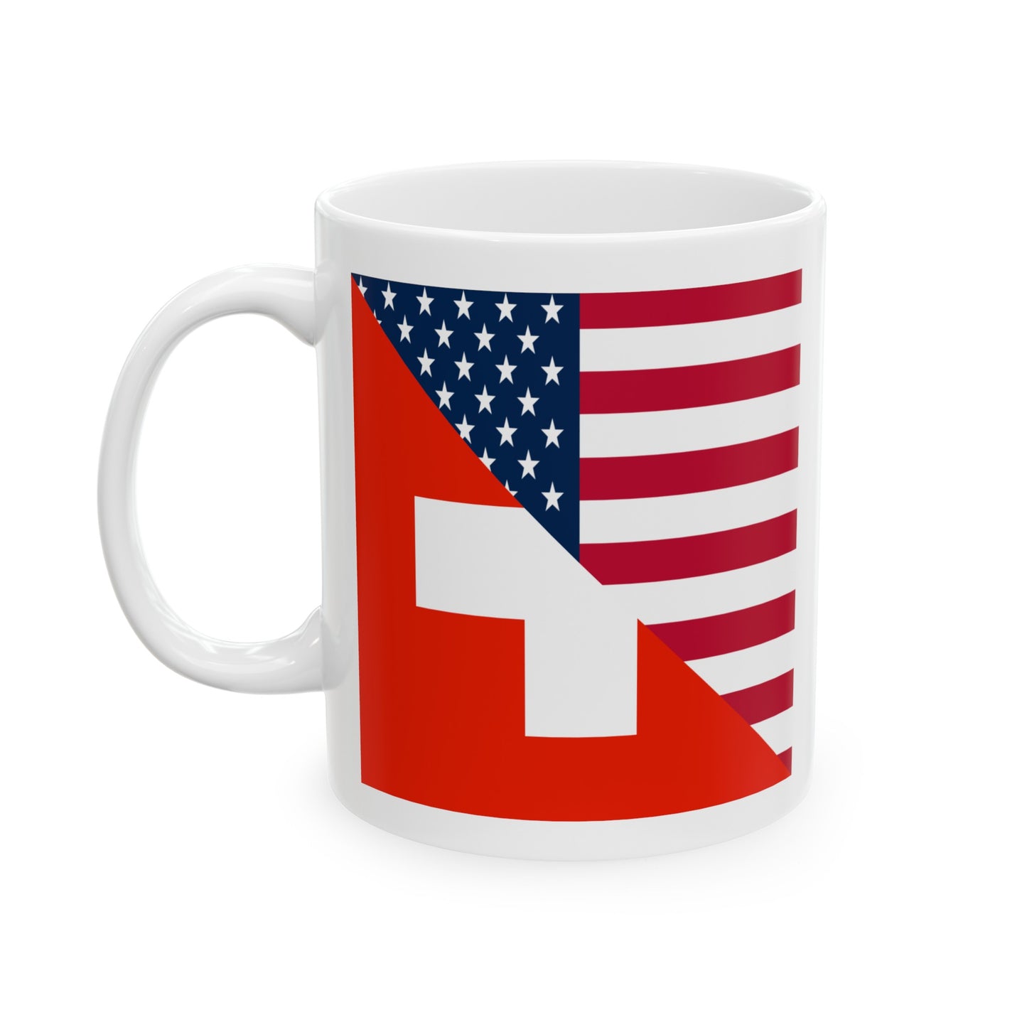 Swiss American Flag Switzerland USA Ceramic Mug 11oz, 15oz Cup