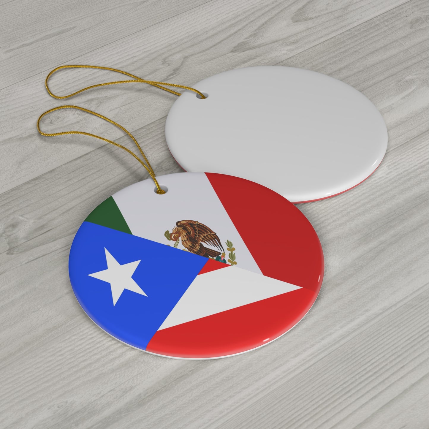 Puerto Rican Mexican Flag Half Mexico Puerto Rico Ceramic Ornament | Christmas Tree Ornaments