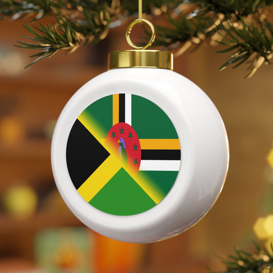 Jamaican Dominican Flag | Half Jamaica Dominica Christmas Tree Ball Ornament