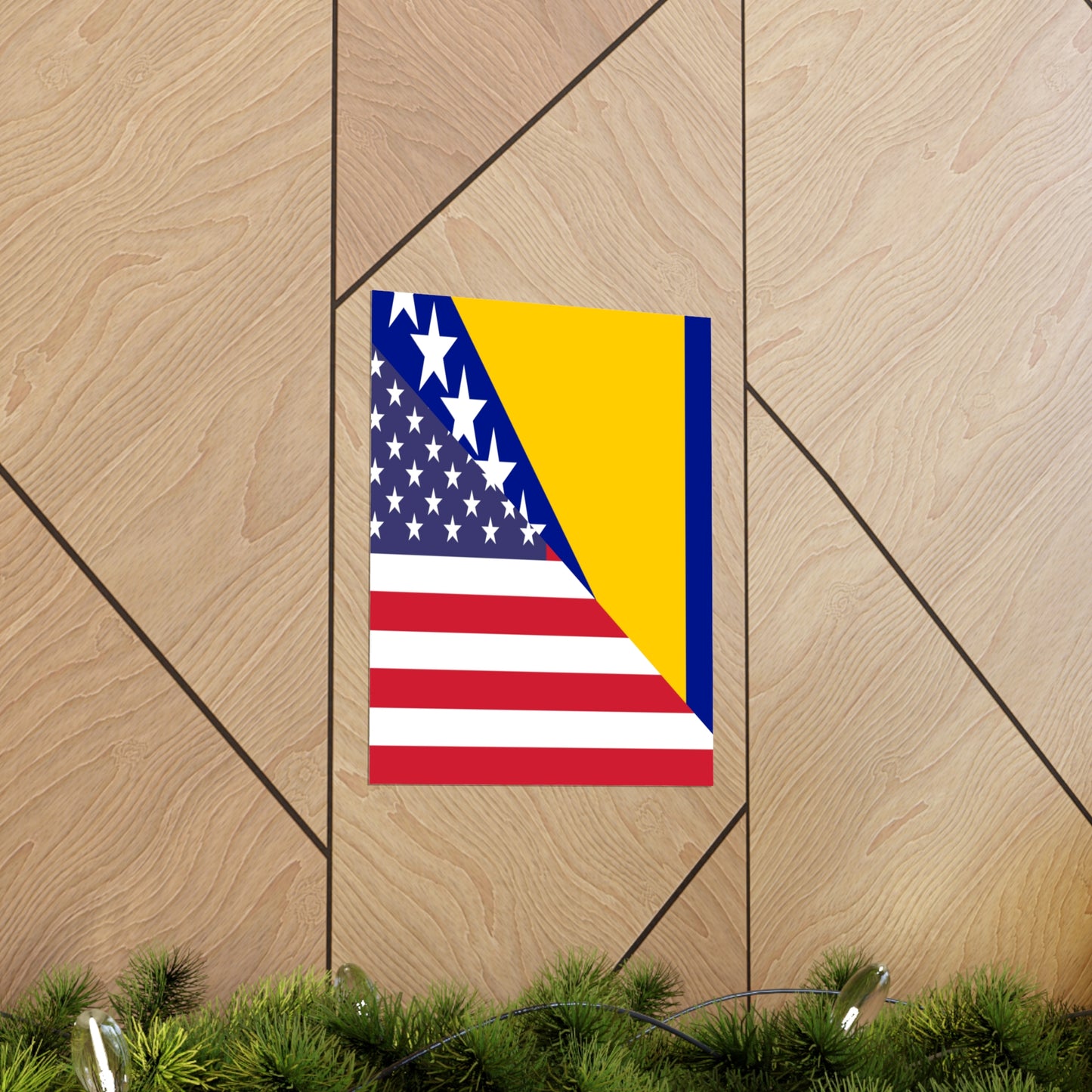 Bosnia Herzegovina American Flag Premium Matte Poster