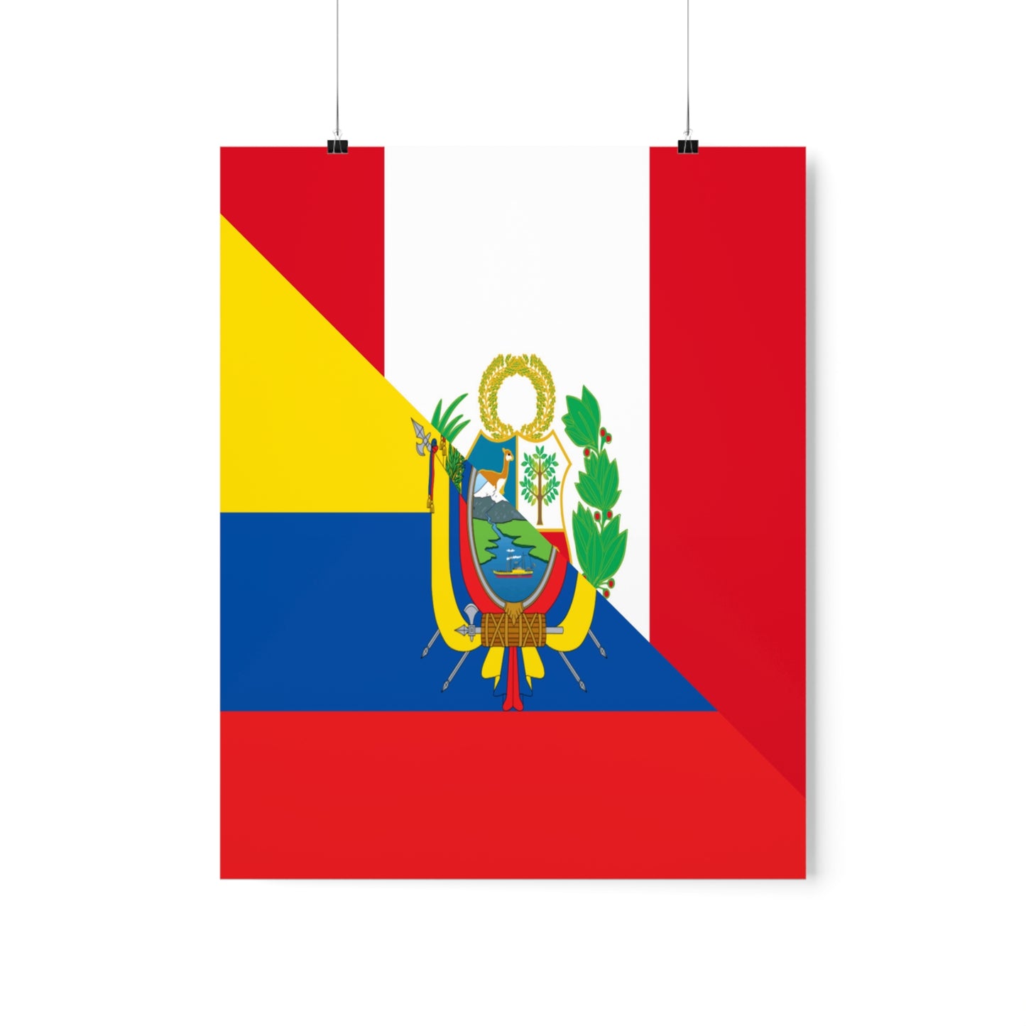 Peru Ecuador Flag Peruvian Ecuadorian Premium Matte Poster