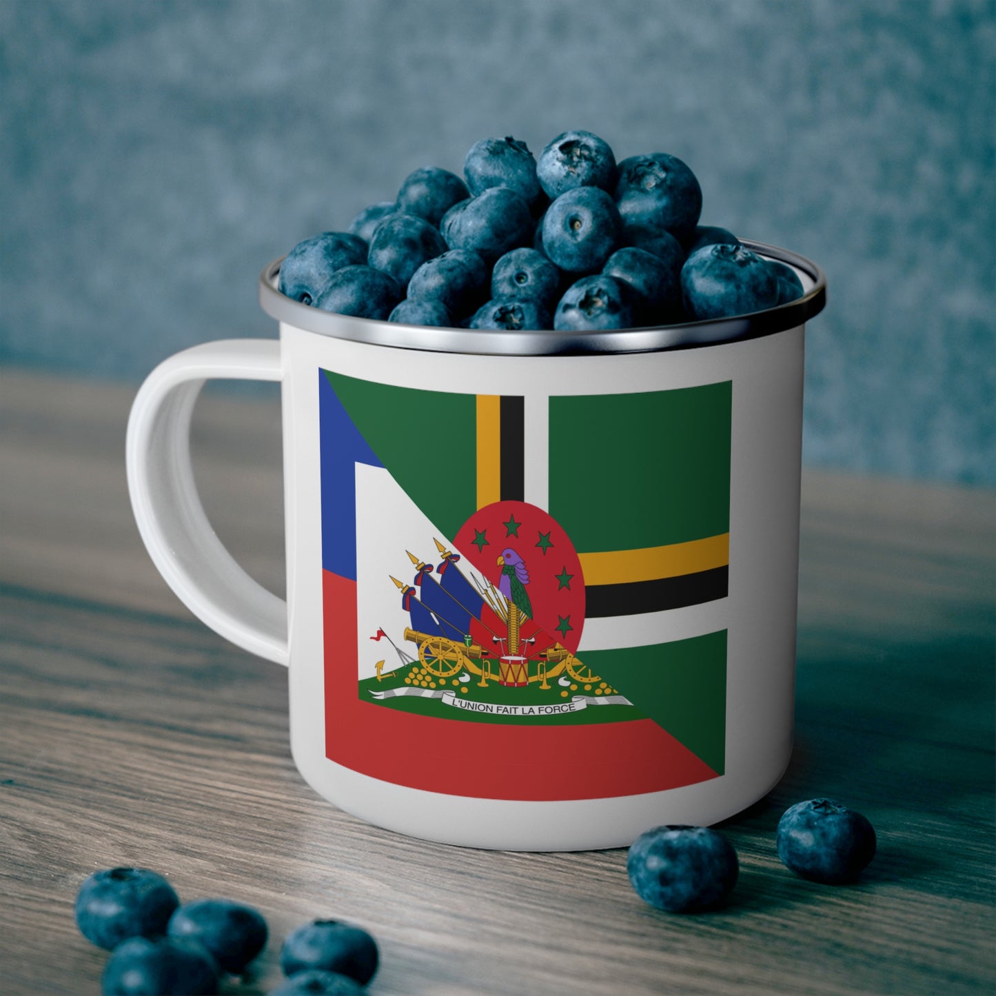 Dominica Haiti Flag Dominican Haitian 12oz Enamel Mug