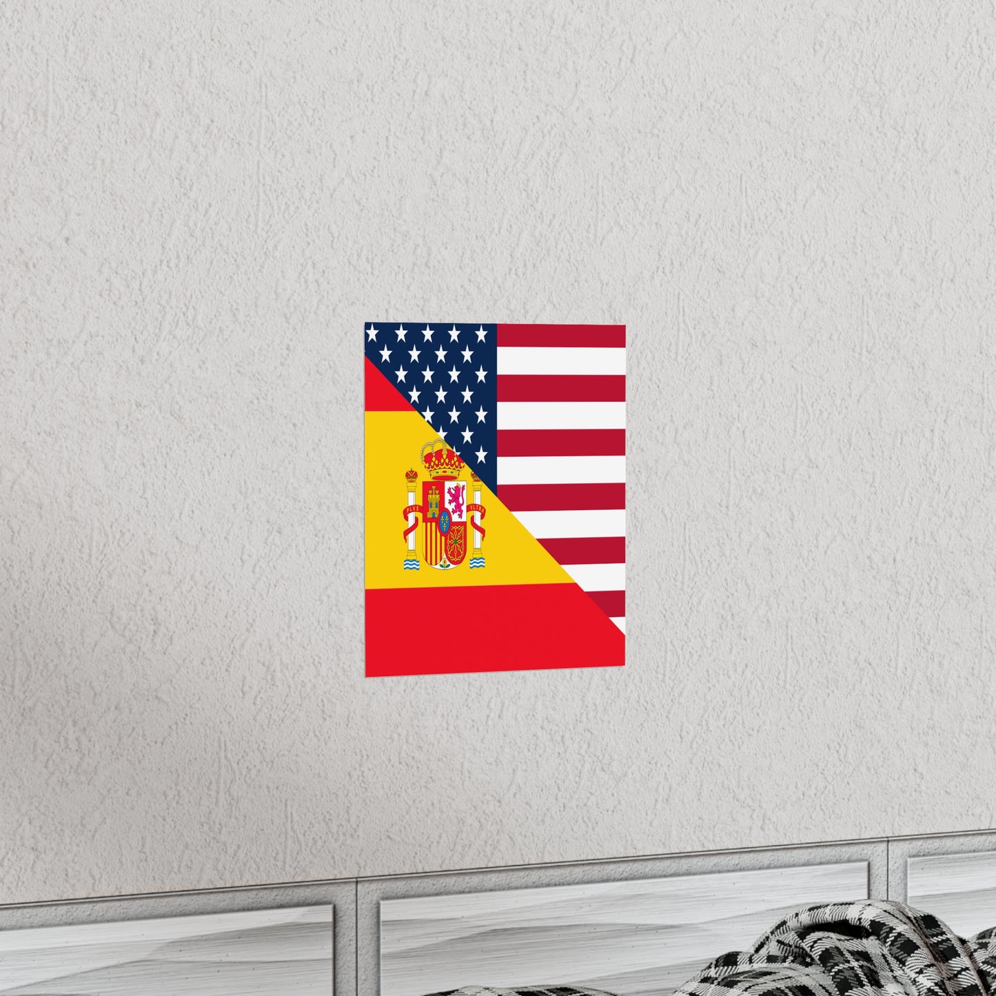 Spain American Flag Half Spanish USA Premium Matte Poster