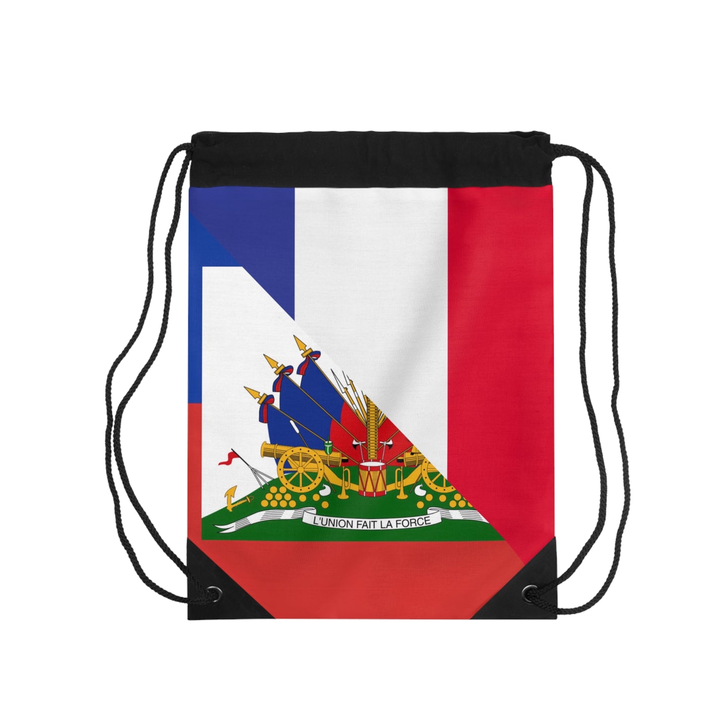 Haitian French Flag Half Haiti France Drawstring Bag