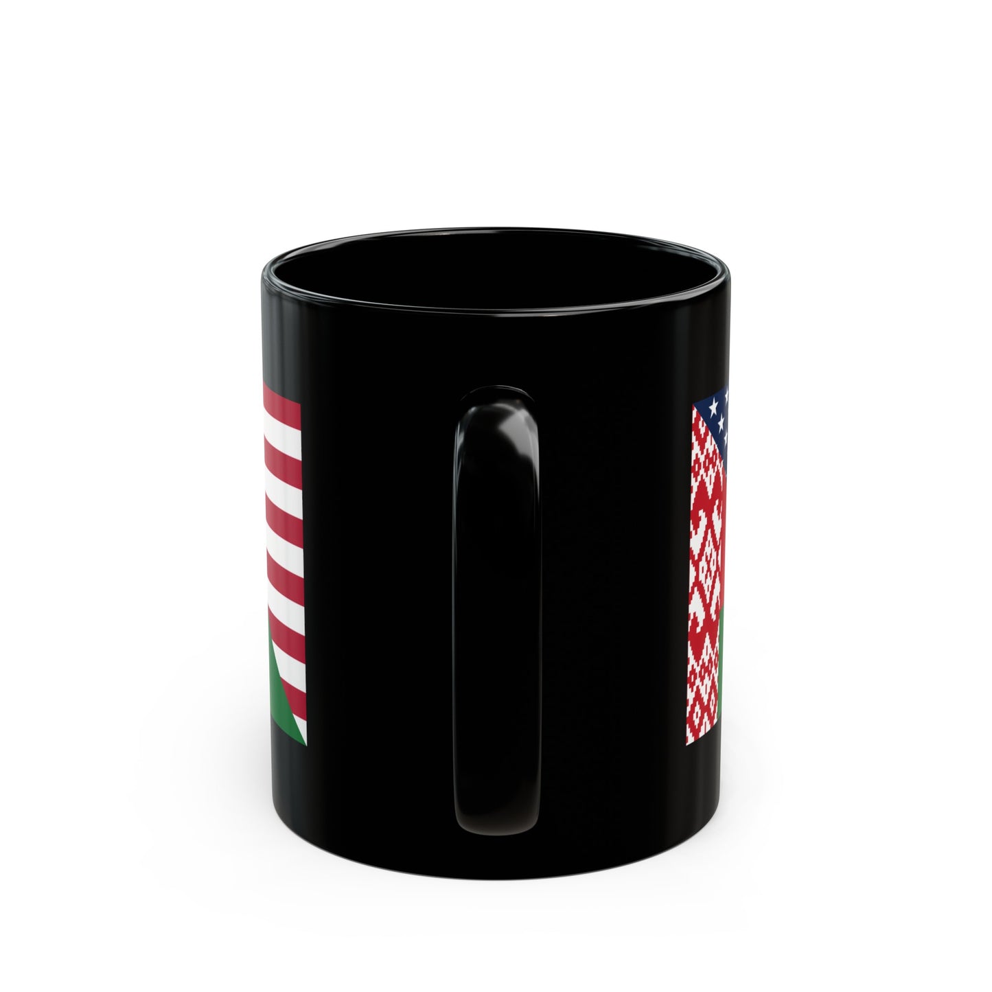 Belarus American Flag Half USA Black Mug (11oz, 15oz)