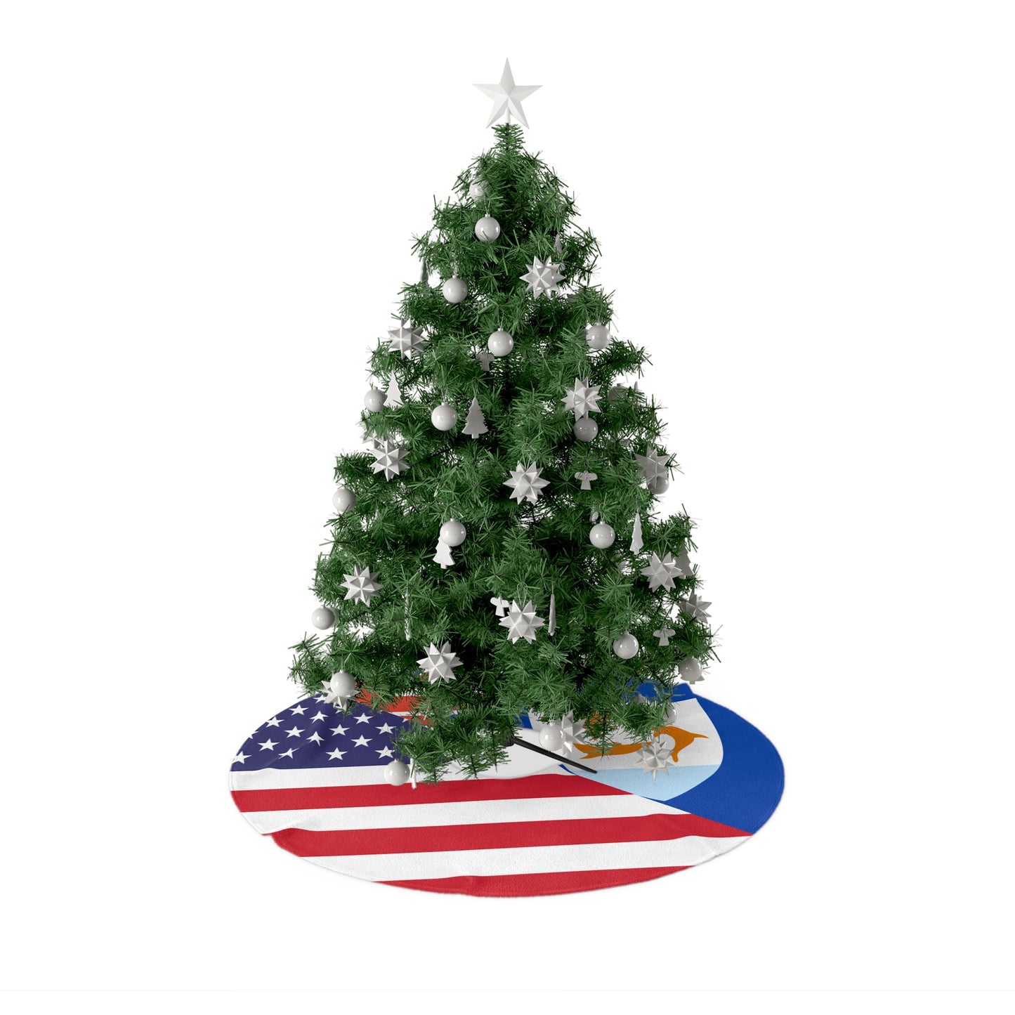 Anguillan American Flag Anguilla USA Christmas Tree Skirt