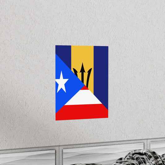 Bajan Puerto Rican Flag Puerto Rico Barbados Premium Matte Poster