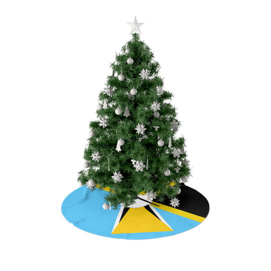 Jamaica St Lucia Flag Jamaican Christmas Tree Skirt