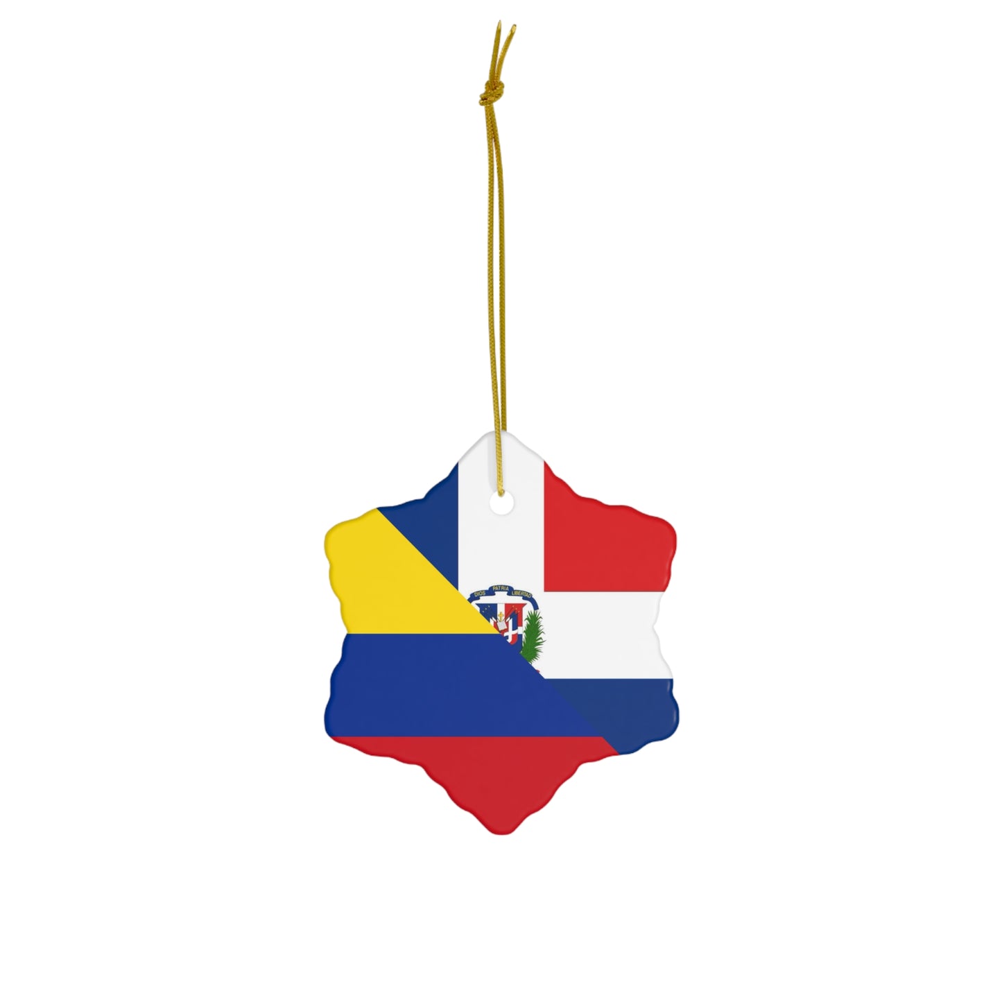 Dominican Colombian Flag Ceramic Ornaments | DR Colombia Dominican Republic Christmas Tree