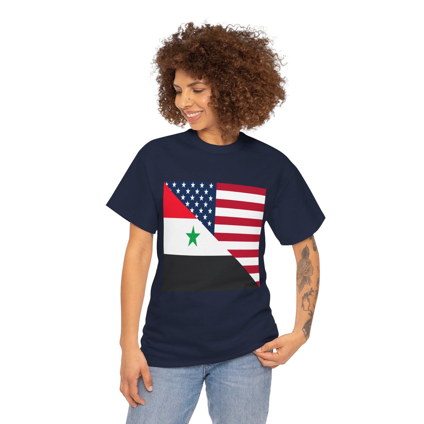 Syrian American Flag Half Syria USA T-Shirt | Unisex Tee Shirt