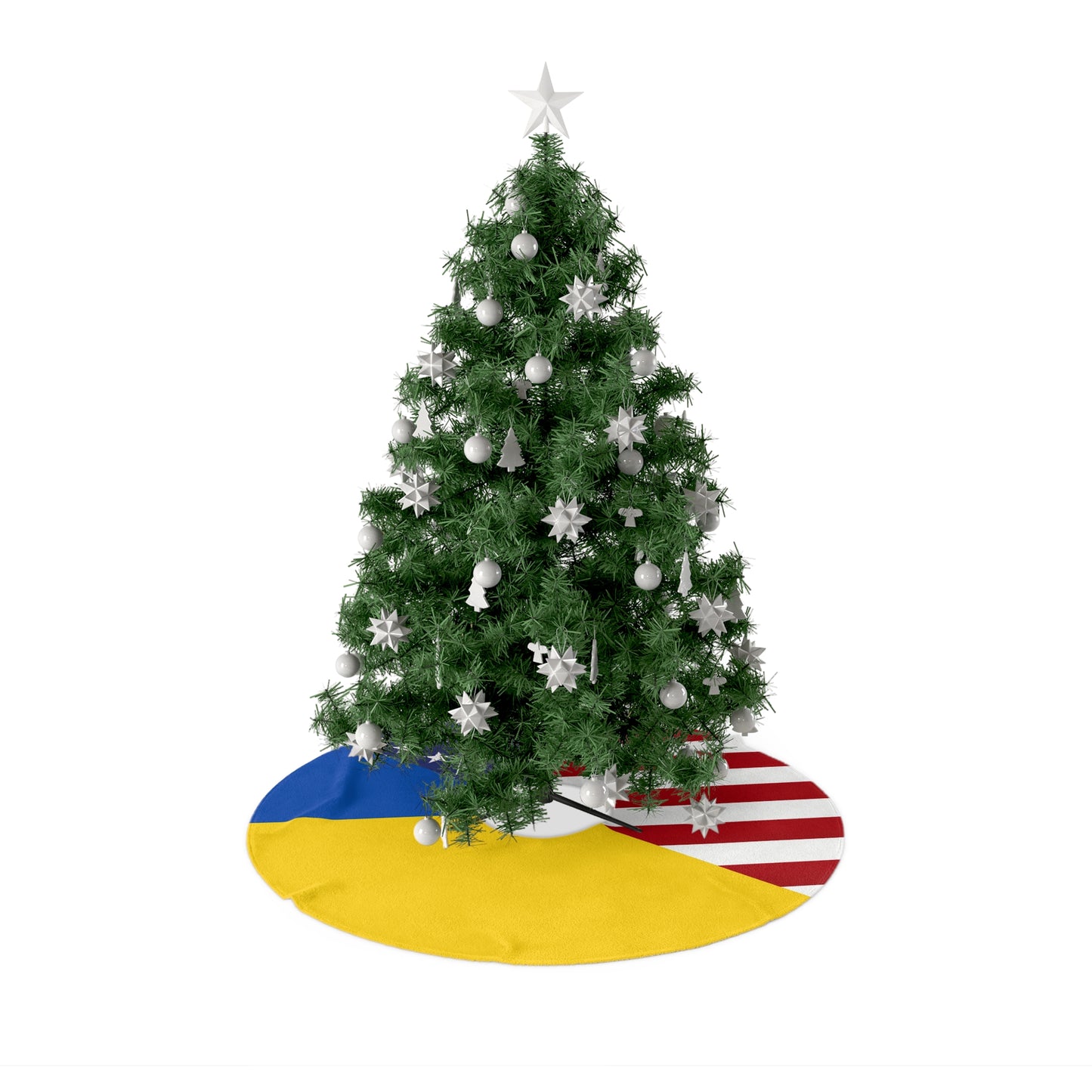 Ukrainian American Flag | Half Ukraine USA Christmas Tree Skirt