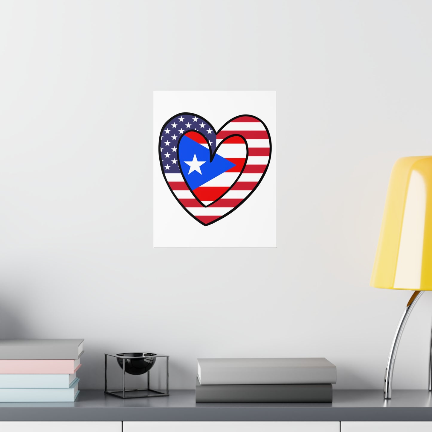 Puerto Rican American Heart Valentines Day Gift Half Boricua PR USA Flag Premium Matte Poster