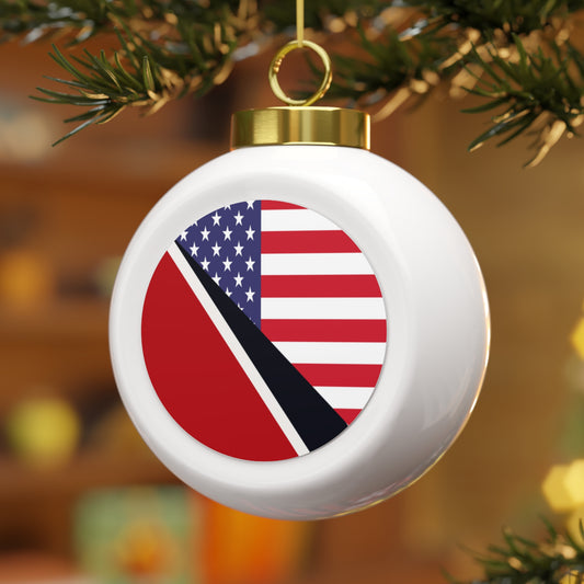 Trinidad American Flag Trini USA Christmas Tree Ball Ornament