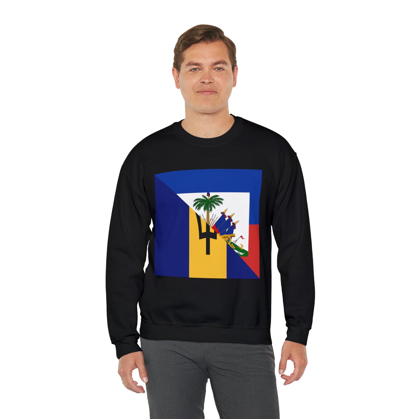 Haitian Bajan Flag Half Haiti Barbados Unisex Sweatshirt