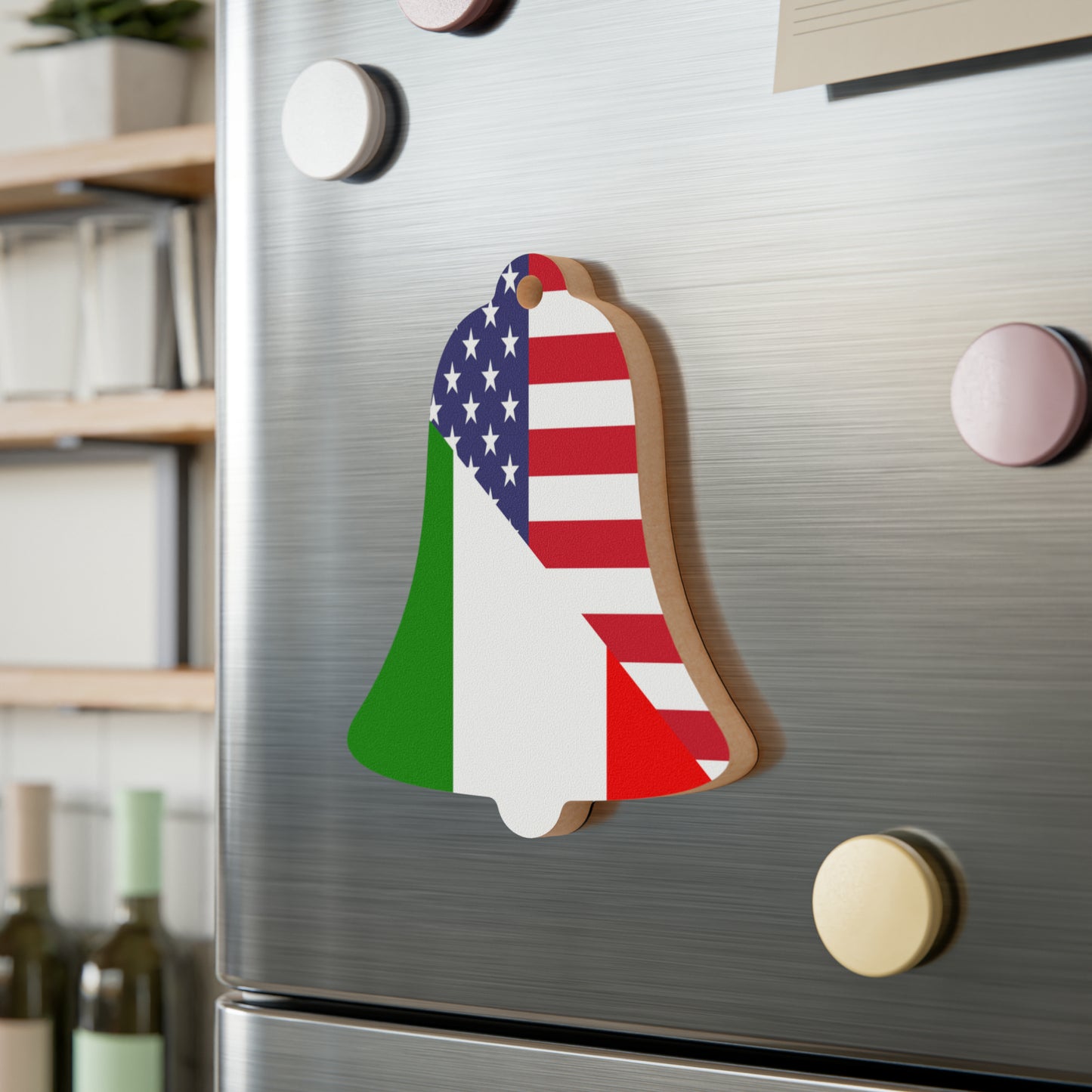 Italian American Flag Italy Italiano USA Wooden Ornament