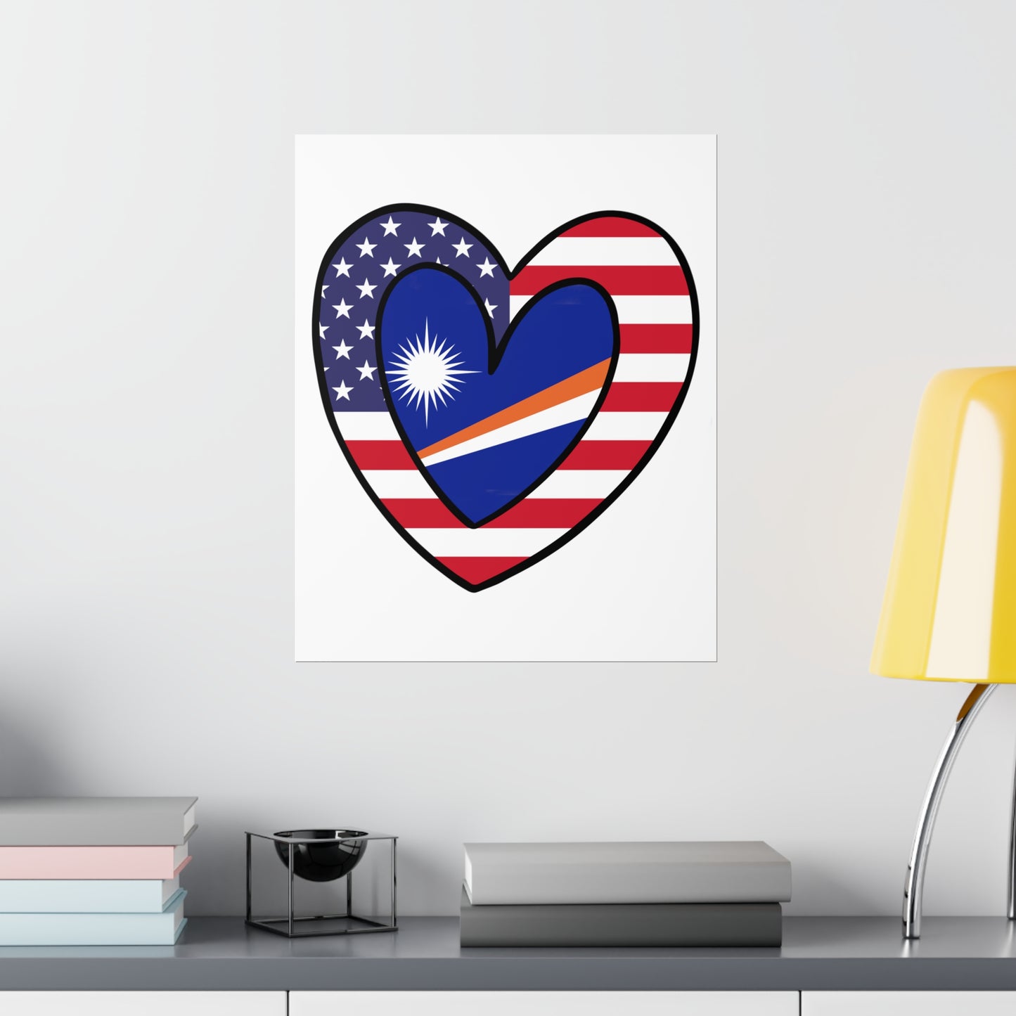 Marshal Islands American Heart Valentines Day Wedding Gift Half Flag Premium Matte Poster