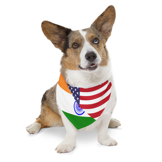 Indian American Flag Pet Bandana Collar | India Dog Cat Animal