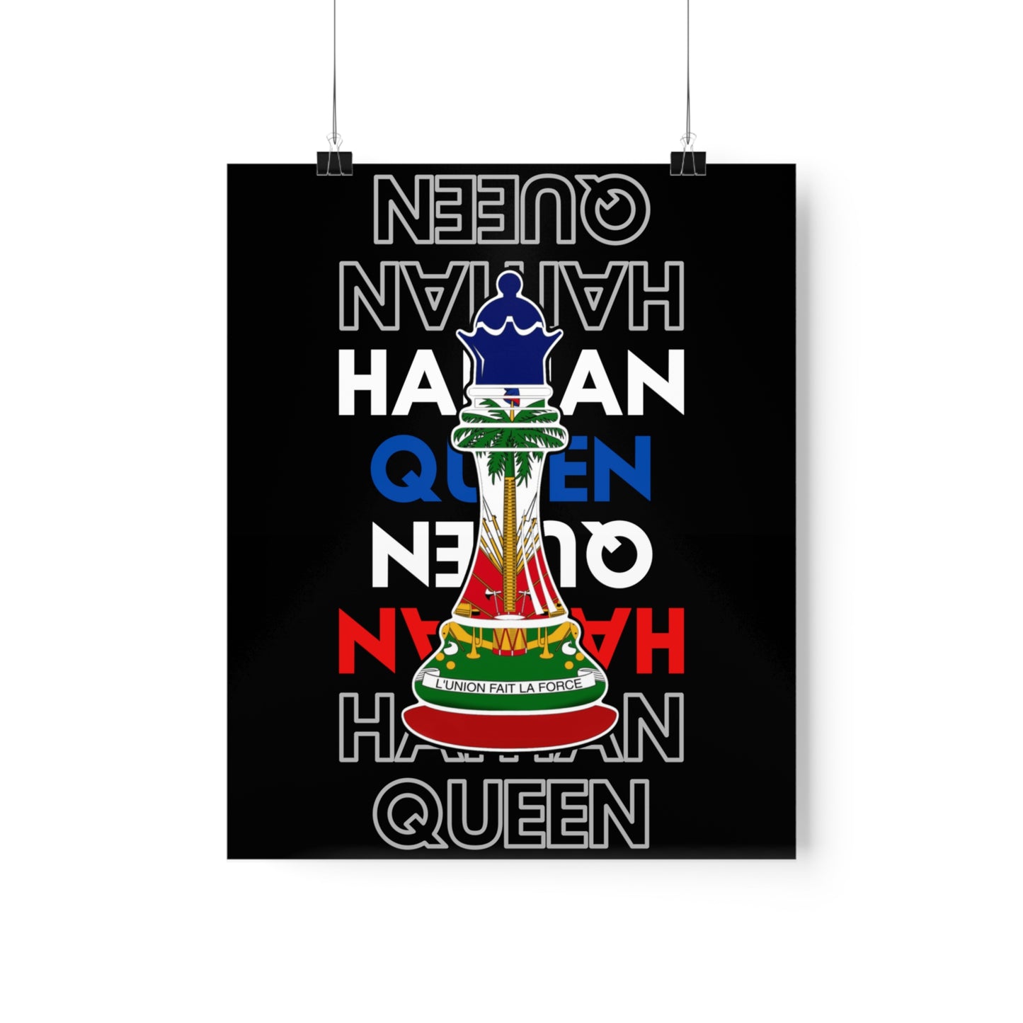 Haitian Queen Chess Piece Text | Haiti Flag Premium Matte Poster