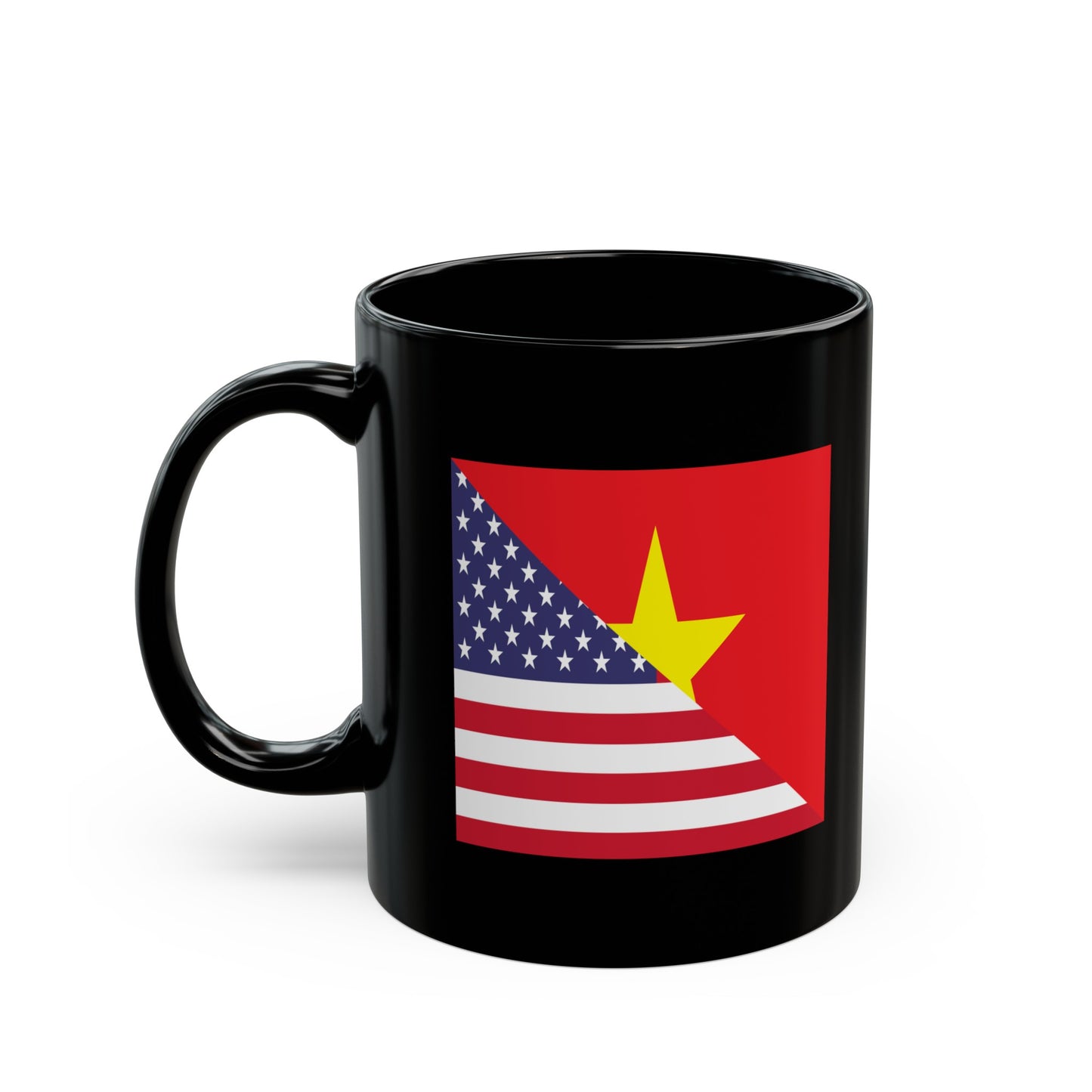 Vietnamese American Flag Half Vietnam USA Black Mug (11oz, 15oz)