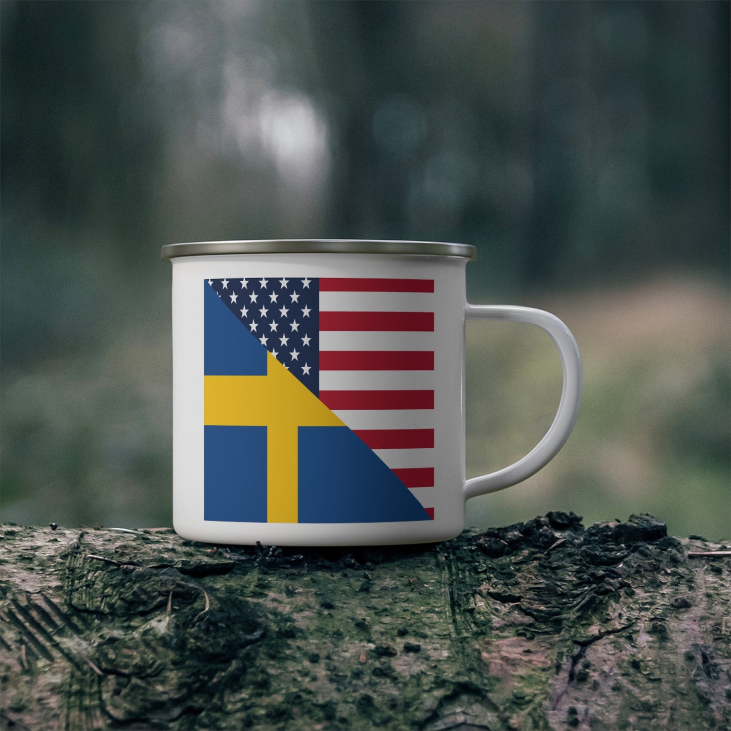 Swedish American Flag Sweden USA 12oz Enamel Mug