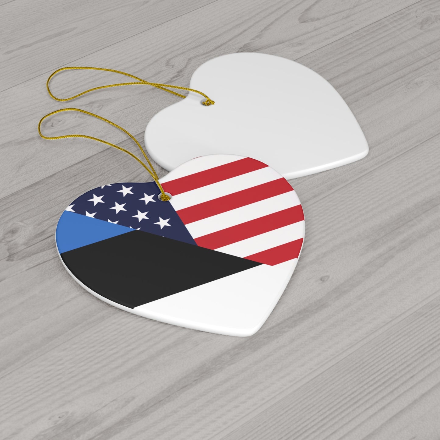 Estonian American Flag Estonia USA Ceramic Ornament | Christmas Tree Ornaments