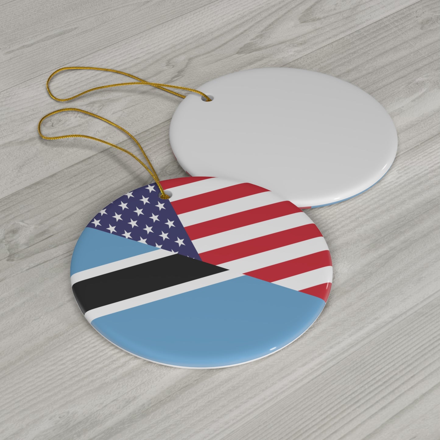 Botswana American Flag USA Ceramic Ornament | Christmas Tree Ornaments