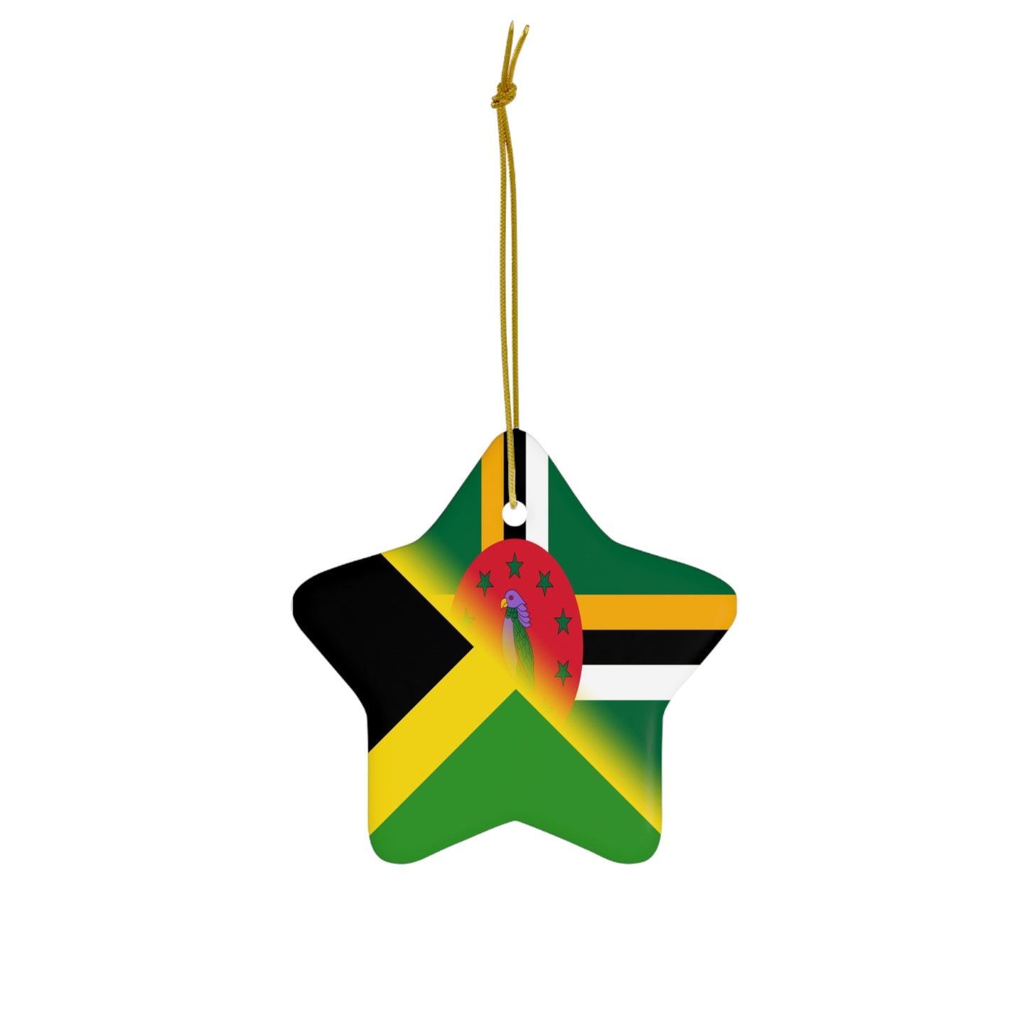 Jamaican Dominican Flag | Half Jamaica Dominica Ceramic Ornament | Christmas Tree Ornaments