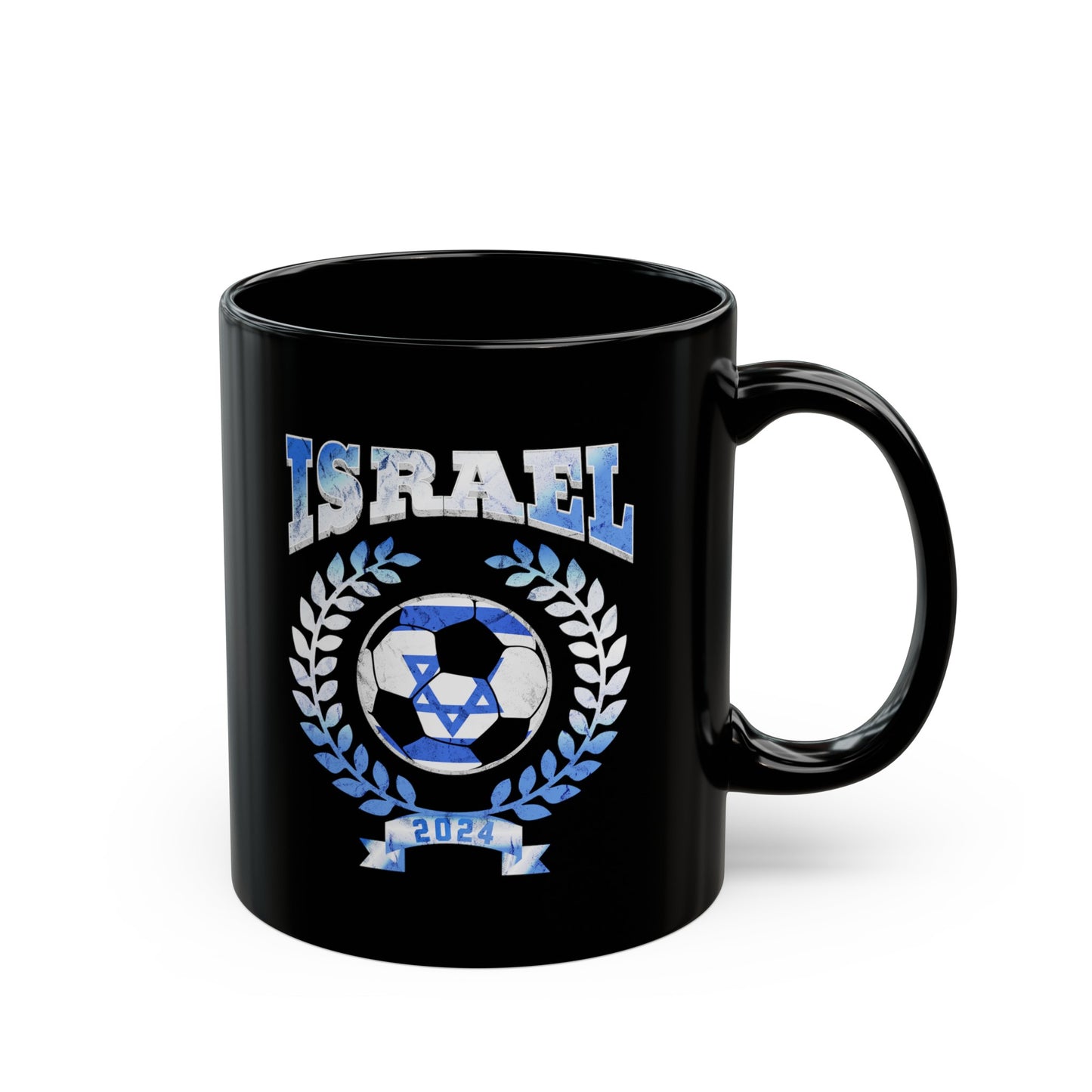 Israel 2024 Soccer Football Championship Games Israeli Team Black Mug (11oz, 15oz)