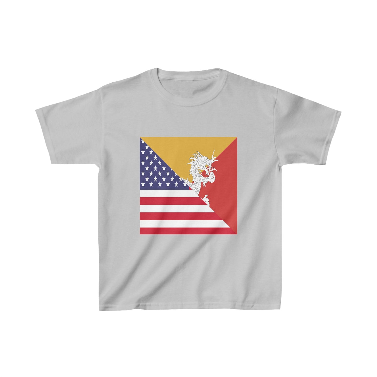 Kids Bhutan American Flag Half Bhutanese USA T-Shirt | Unisex Tee Shirt