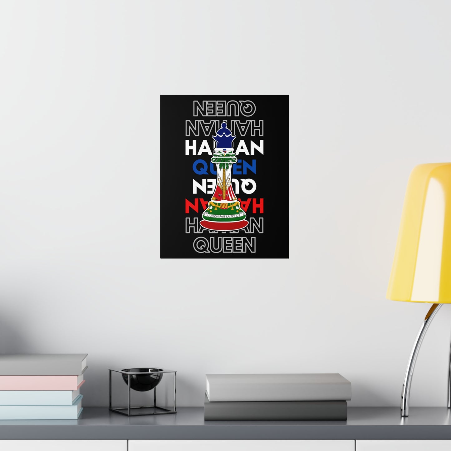 Haitian Queen Chess Piece Text | Haiti Flag Premium Matte Poster