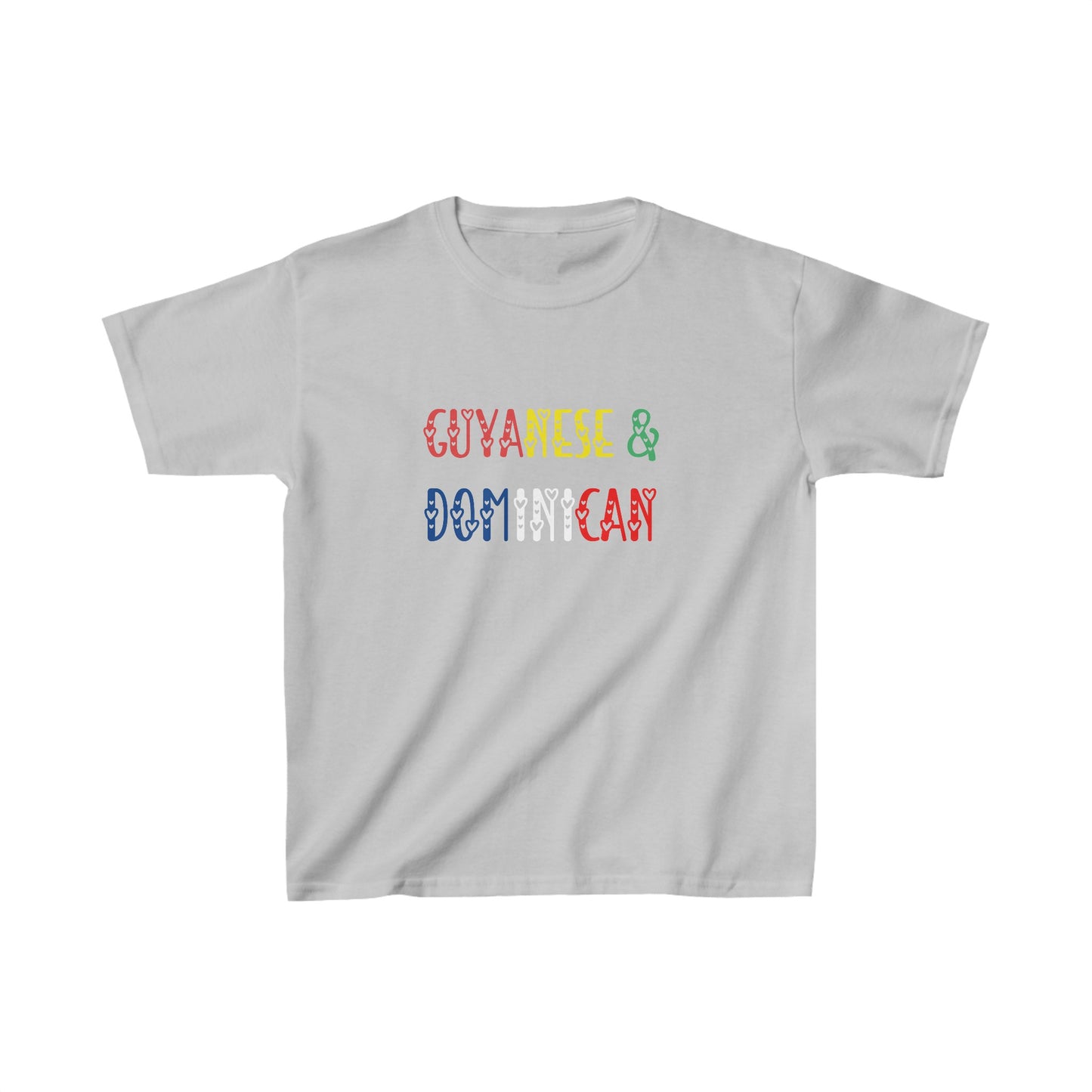 Kids Guyanese & Dominican Flag colors text T-Shirt | Unisex Tee Shirt