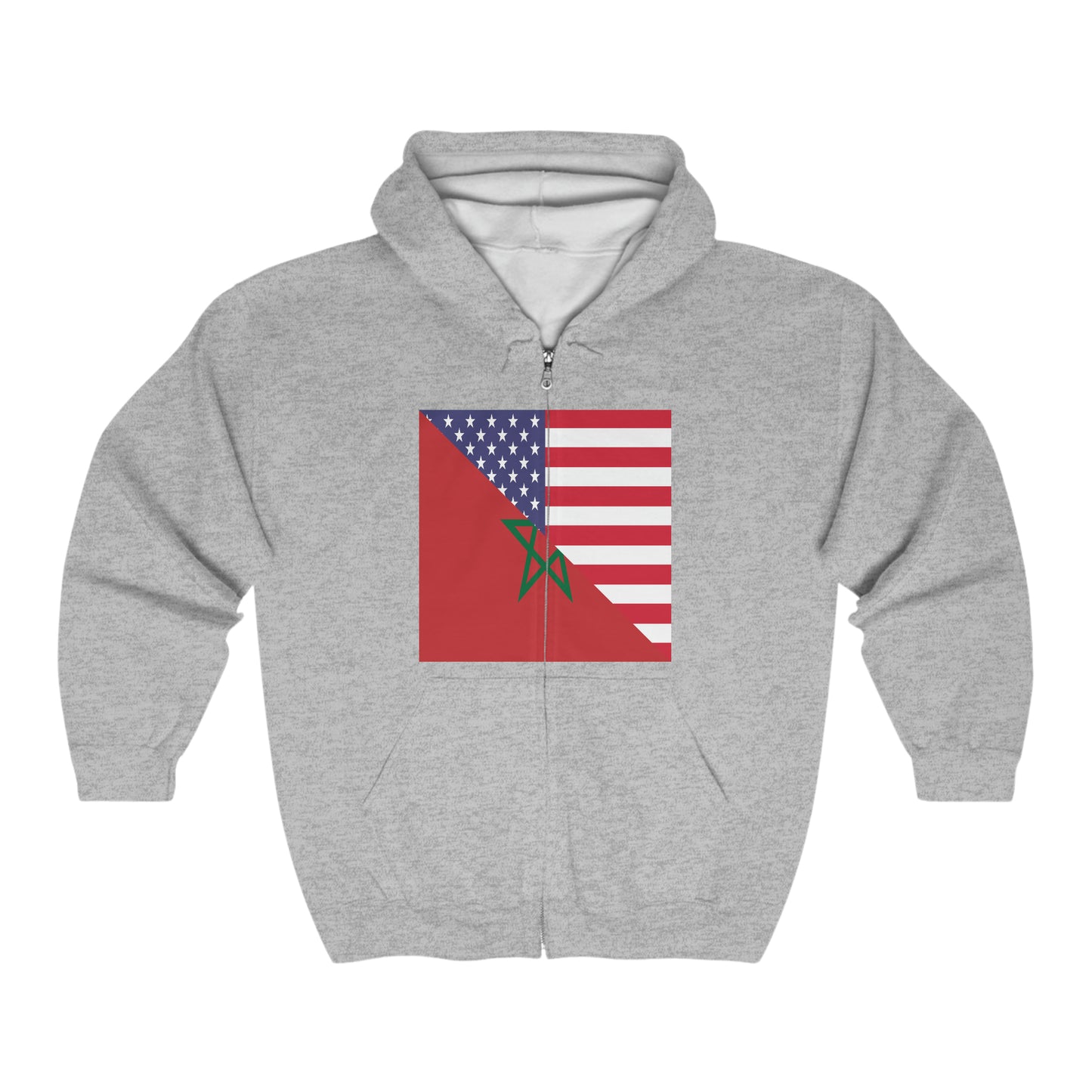 Moroccan American Flag Morocco USA Zip Hoodie | Hooded Sweatshirt