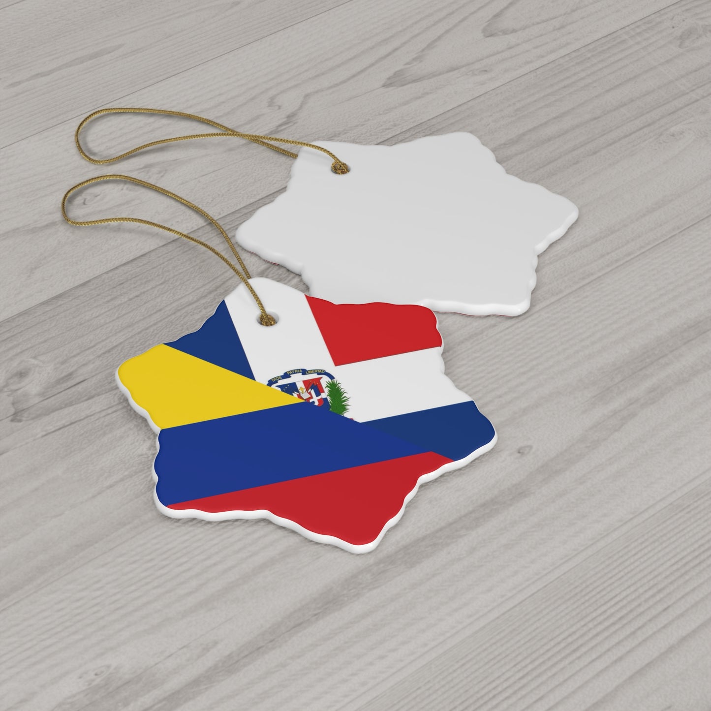 Dominican Colombian Flag Ceramic Ornaments | DR Colombia Dominican Republic Christmas Tree