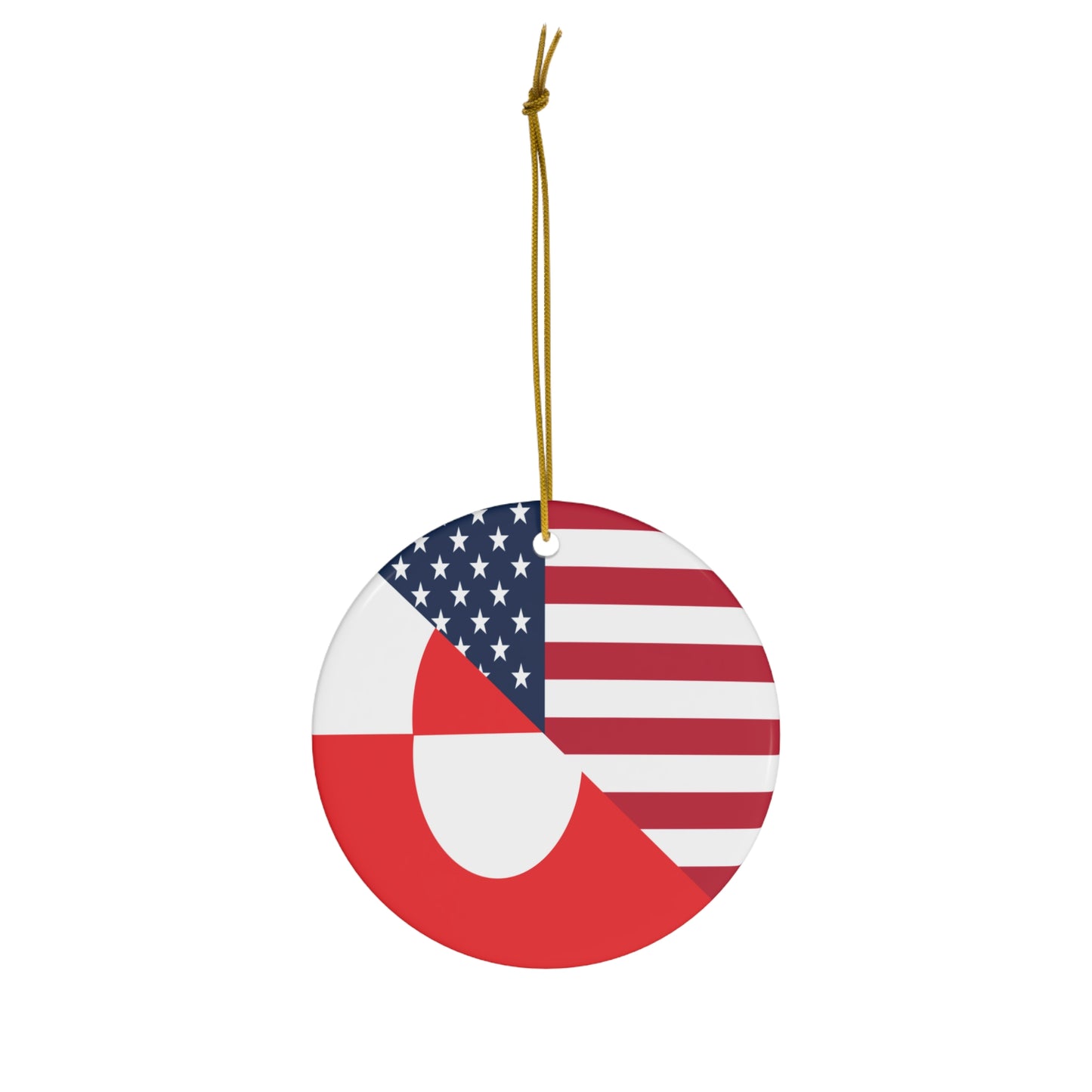 Greenland American Flag Half Greenlander USA Ceramic Ornament | Christmas Tree Ornaments