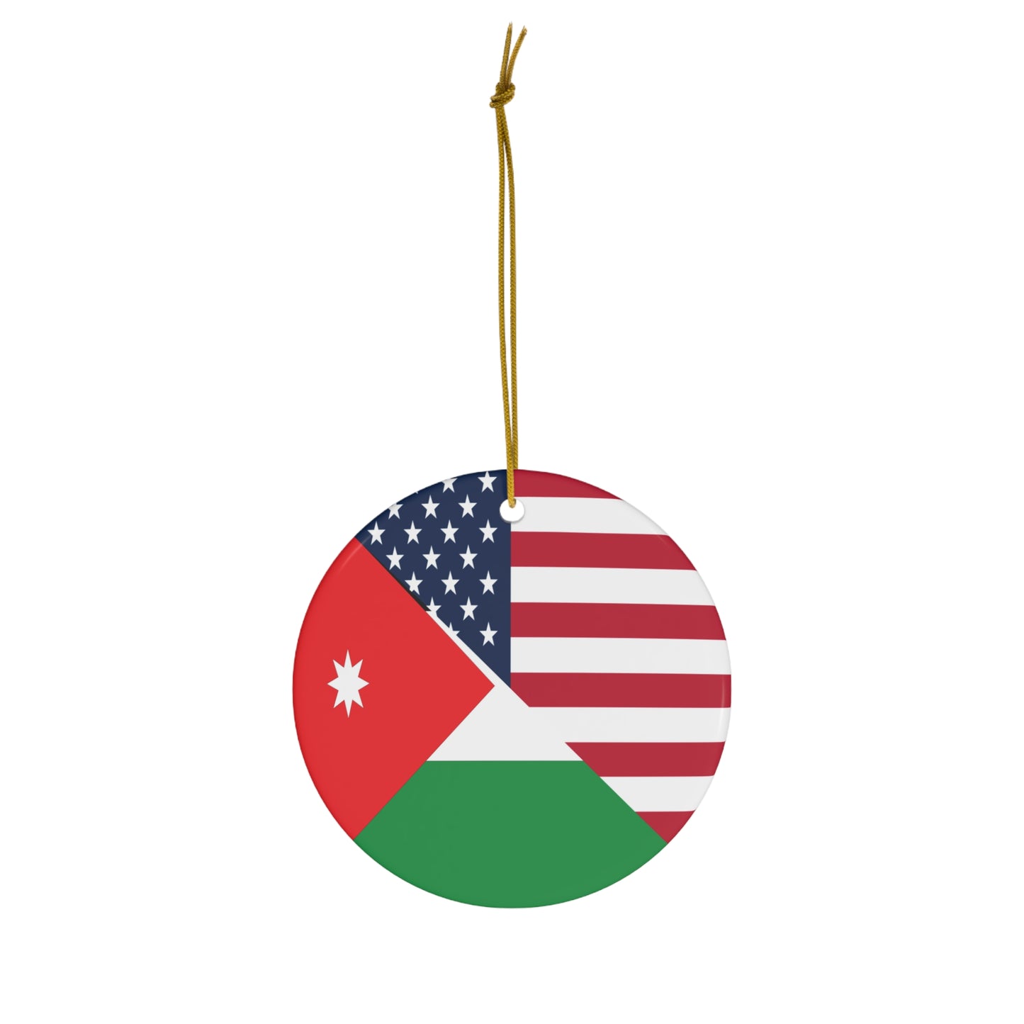 Jordan American Flag Half Jordanian USA Ceramic Ornament | Christmas Tree Ornaments