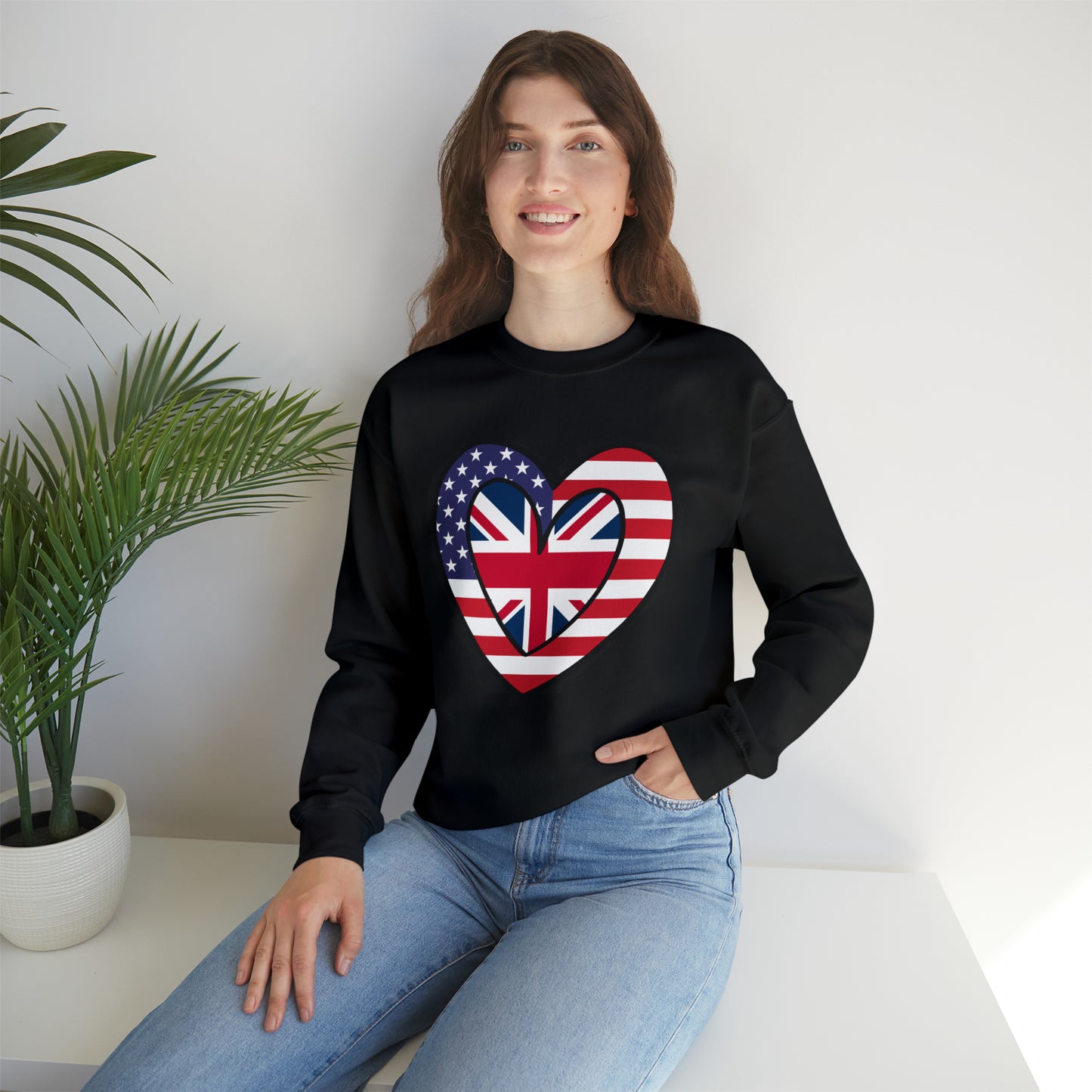 American UK Flag Inner Heart USA United Kingdom Unisex Sweatshirt