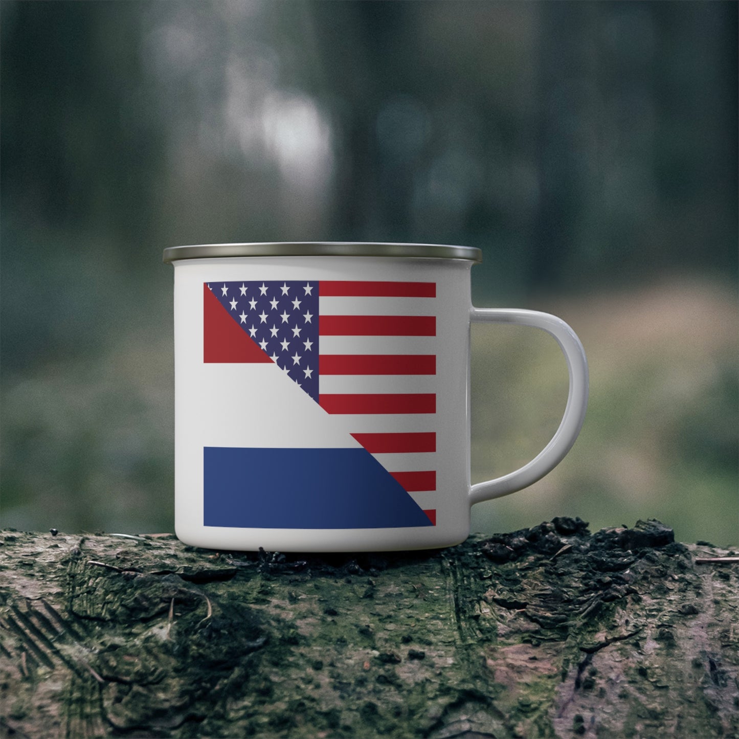 Netherlands American Flag USA 12oz Enamel Mug