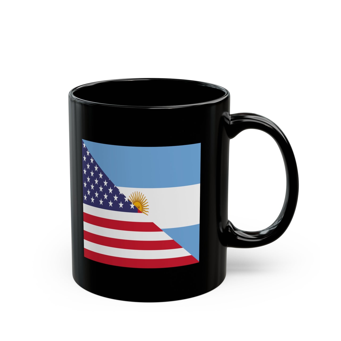 Argentina American Flag Argentinian USA Half Black Mug (11oz, 15oz)