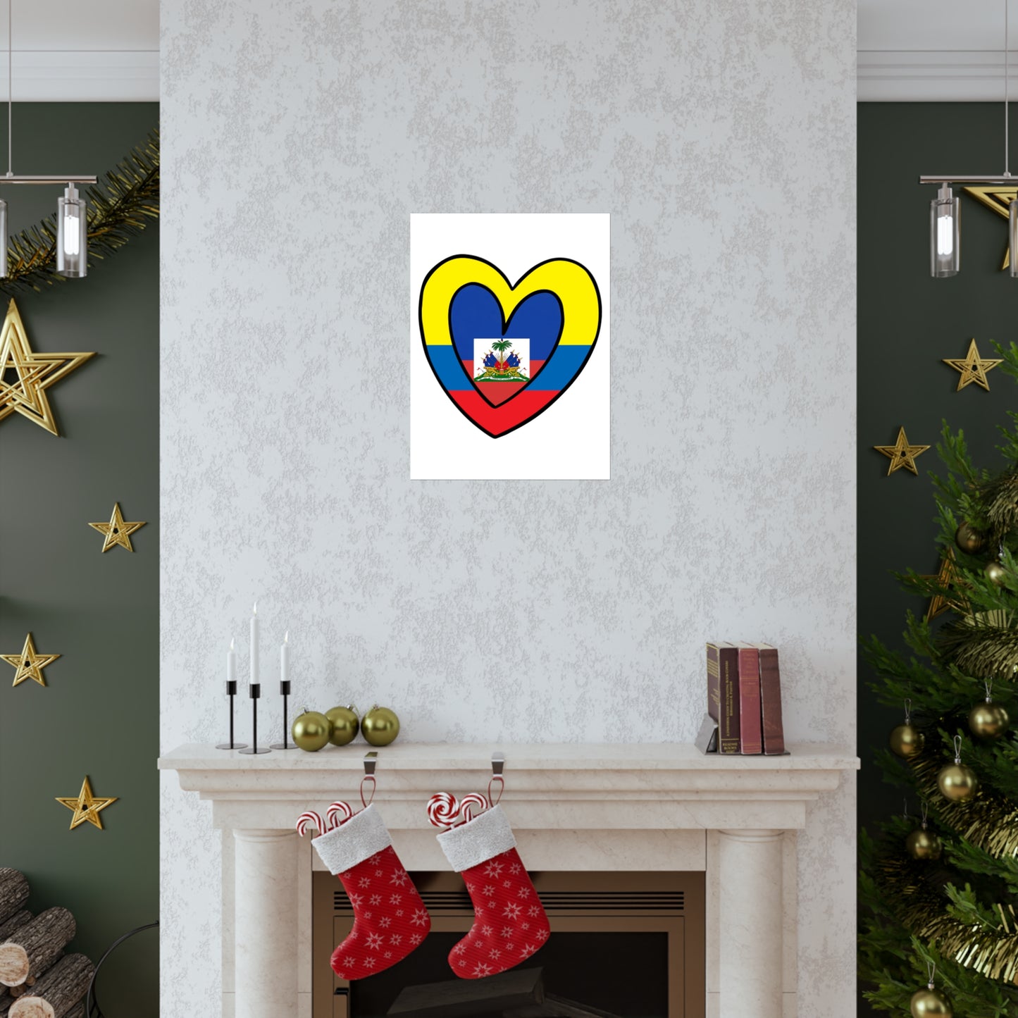 Colombian Haitian Flag Inner Heart Colombia Haiti  Premium Matte Poster