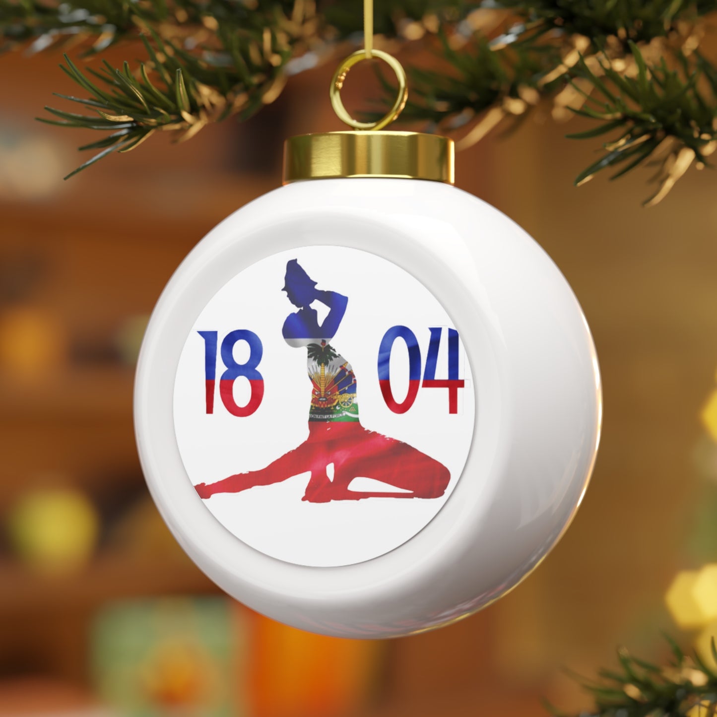 Haitian Flag 1804 Neg Mawon | Haitian Independence New Marron Christmas Tree Ball Ornament