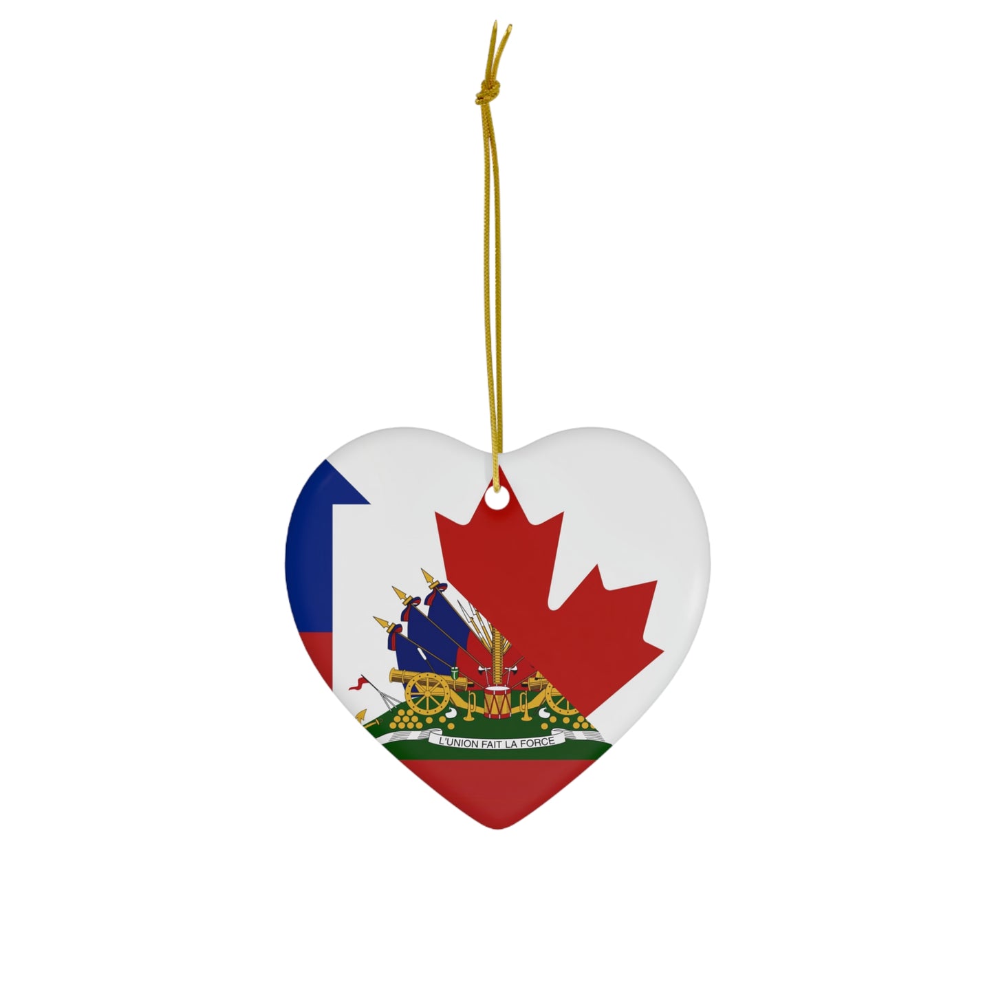 Haitian Canadian Flag | Half Haiti Canada Canadien Ceramic Ornament | Christmas Tree Ornaments