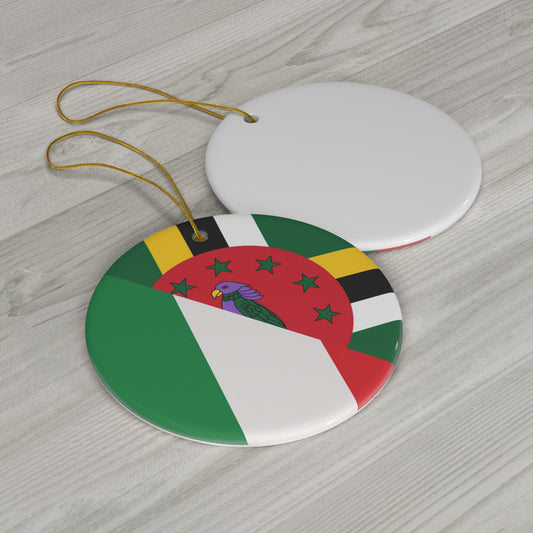 Italy Dominica Flag Half Italian Dominican Ceramic Ornament | Christmas Tree Ornaments