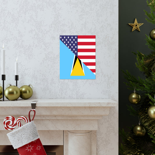 St Lucian American Flag St Lucia USA Premium Matte Poster